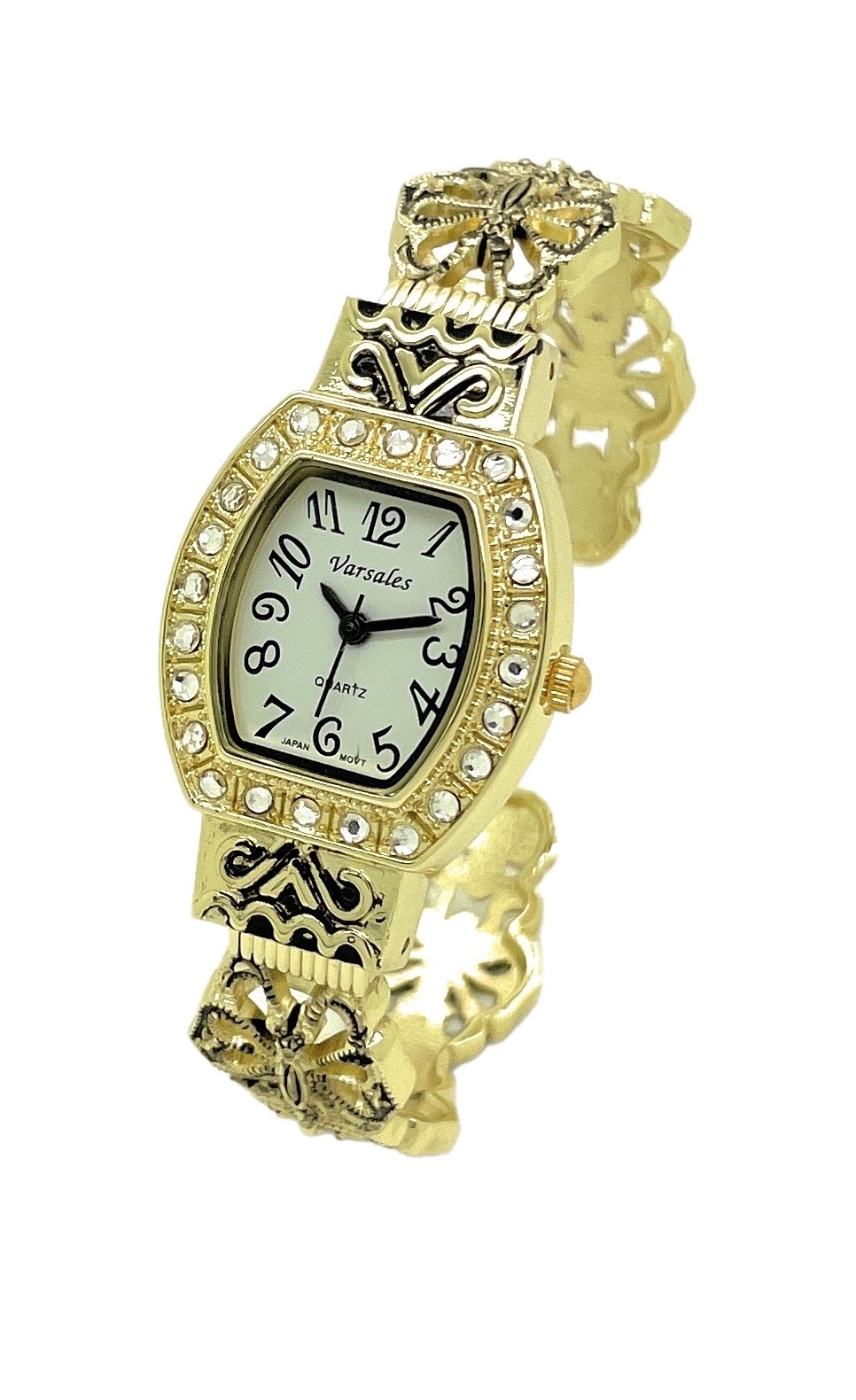 Varsales Ladies Square Decorated Metal Bangle Cuff Fashion Quartz Watch