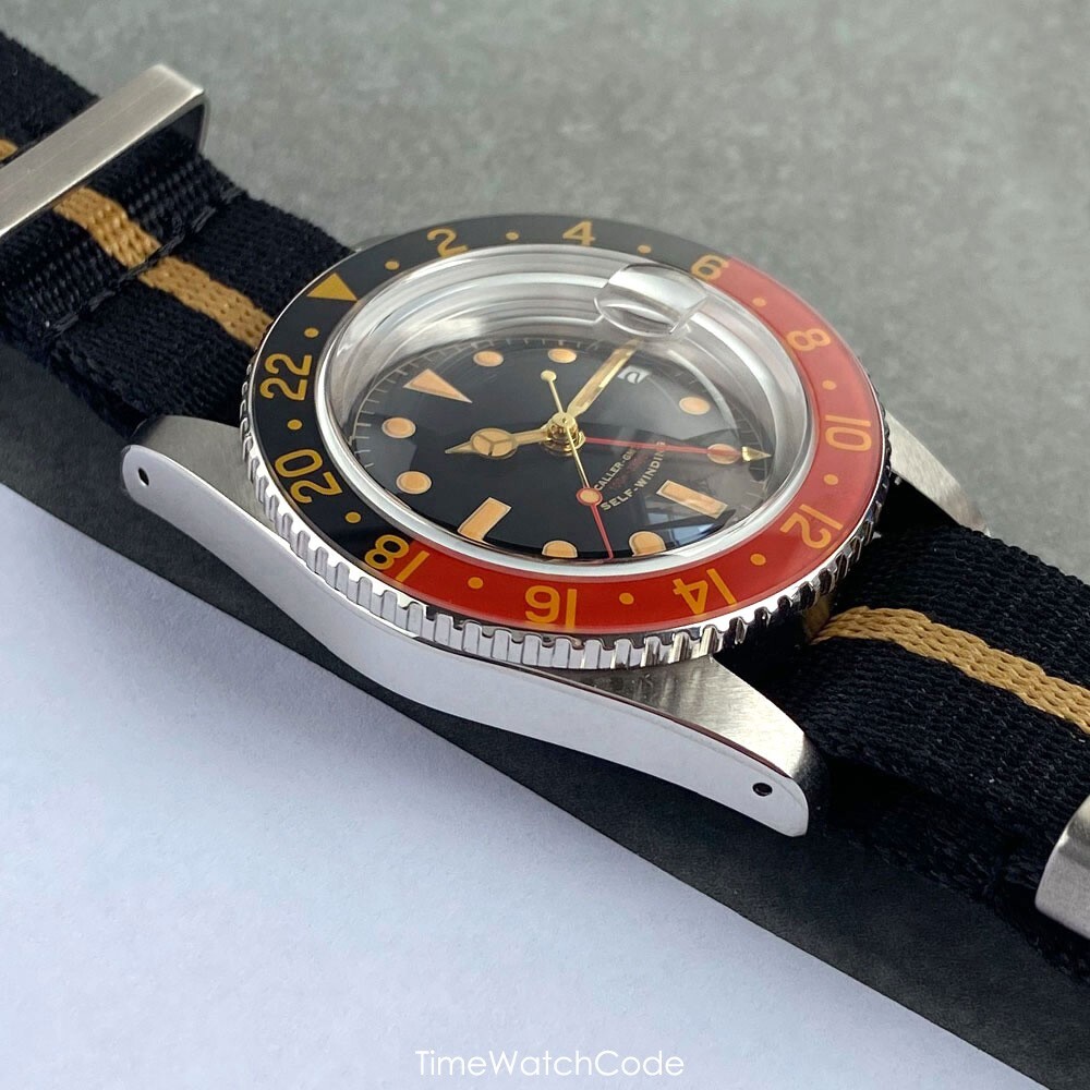 NH34 GMT Watch for Men Diving 20BAR Waterproof Retro Dial Domed Sapphire 38mm