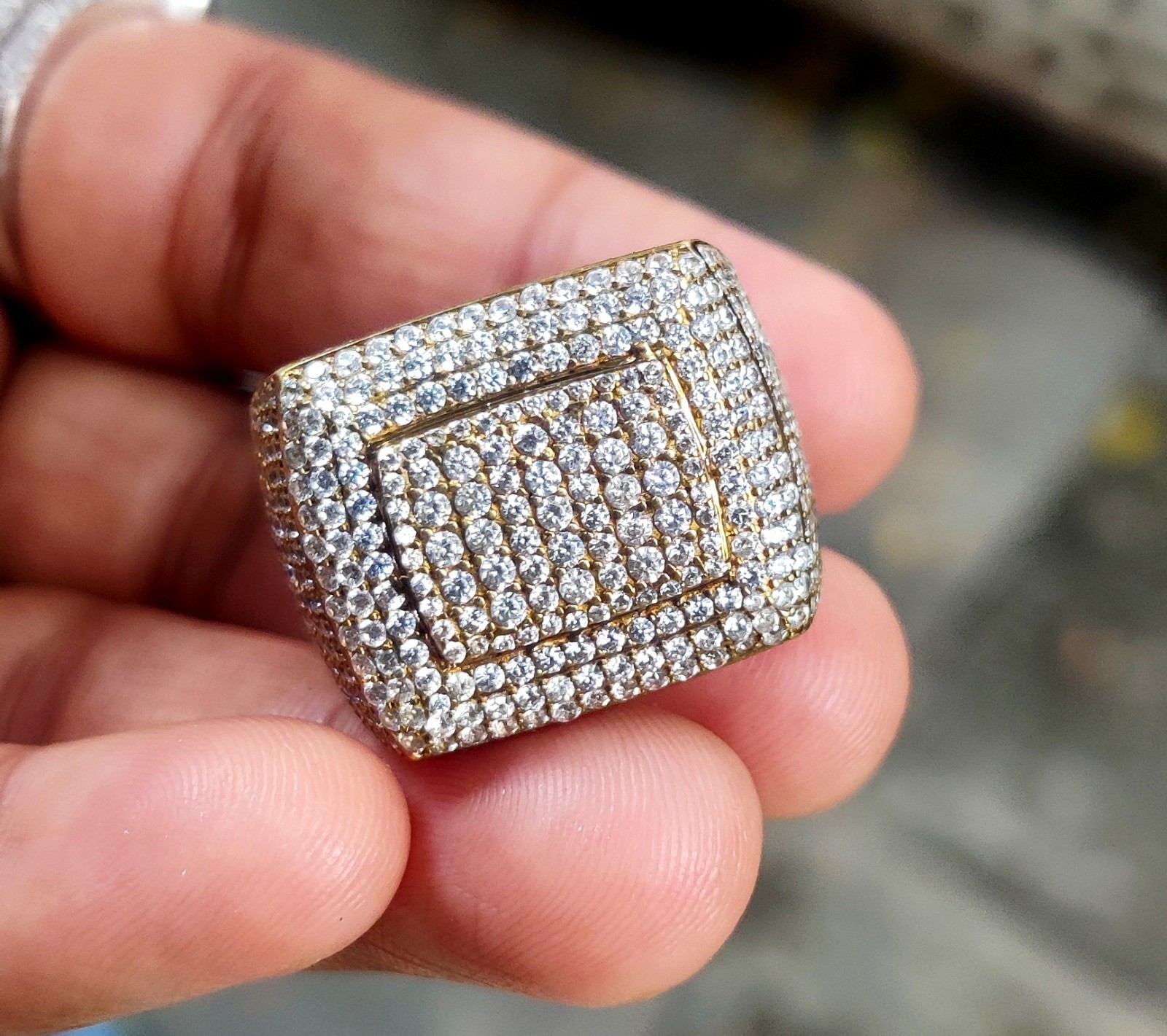 2.50Ct Lab-Created Diamond Cluster Men’s Engagement Ring 14K Yellow Gold Plated