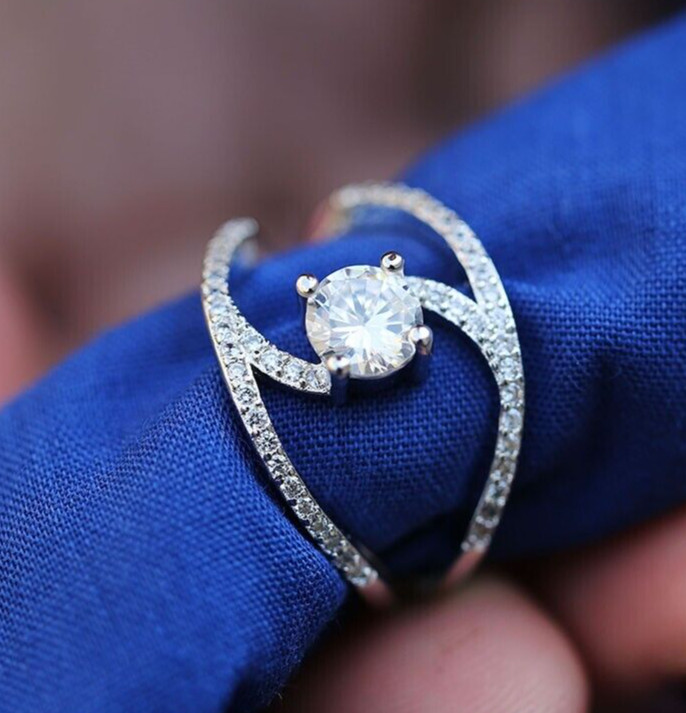 1.55 CT CZ Enhancer Pretty Ring 925 Silver Plated Ladies Valentine Gifts Ring