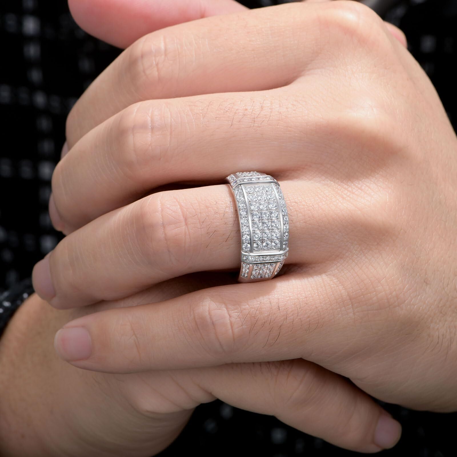 Mens Wedding Ring Sterling Silver Mens Engagement Ring Band Promise Ring Sz7-14