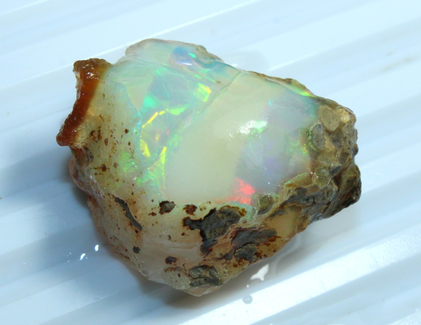 39.45 Carat Natural Ethiopian Rough Opal Raw Crystal with Intense Green Flash