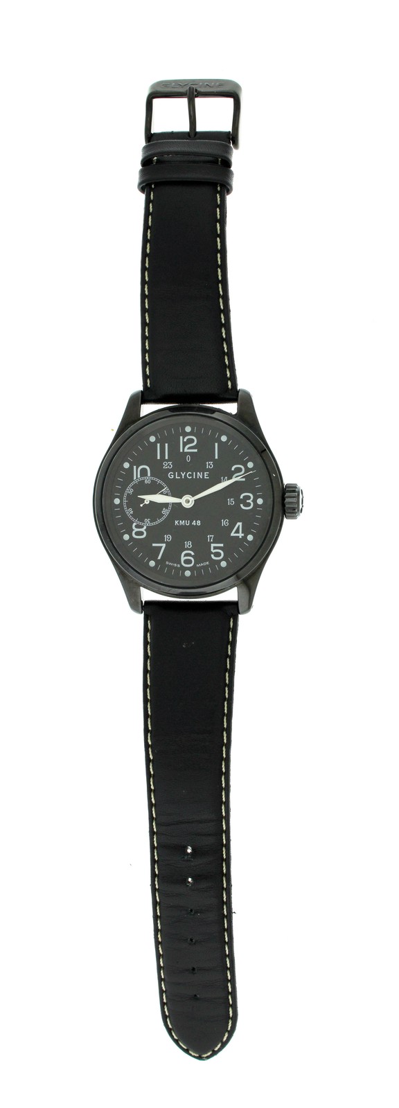 Glycine KMU 48 3788 48mm Stainless Steel Black Dial Manual Watch