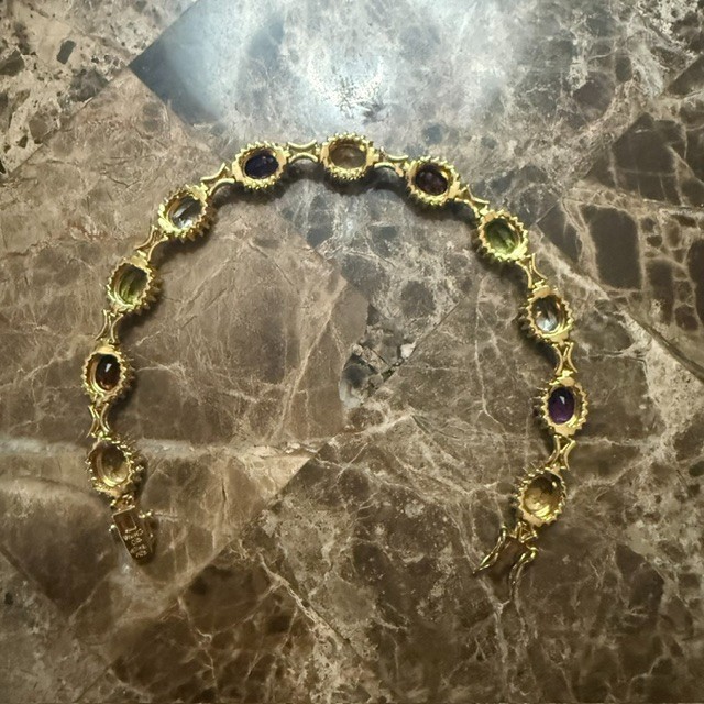 Helzberg Multi-Gemstone Halo Tennis Bracelet 925 Silver 7.5″