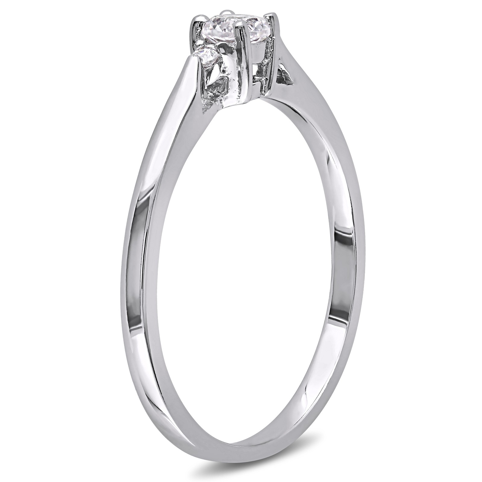 Amour Sterling Silver Created White Sapphire and 0.04 CT Diamond TW Promise Ring