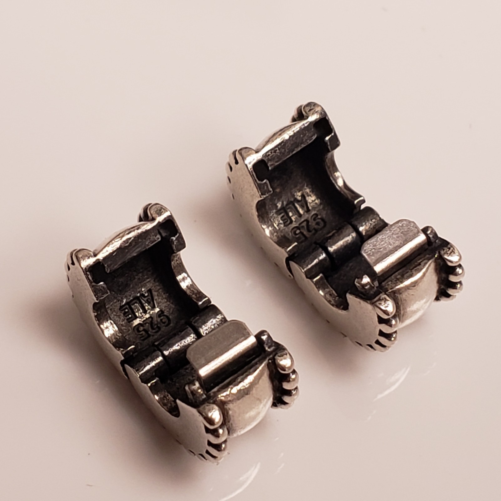 Set of 2 Pandora Sterling Silver Beveled Clip Charms 790267 STOCK – .14