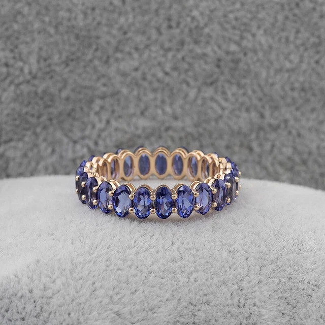 3Ct Oval Blue Tanzanite Eternity wedding Engagement Ring 14K Rose Gold Plated
