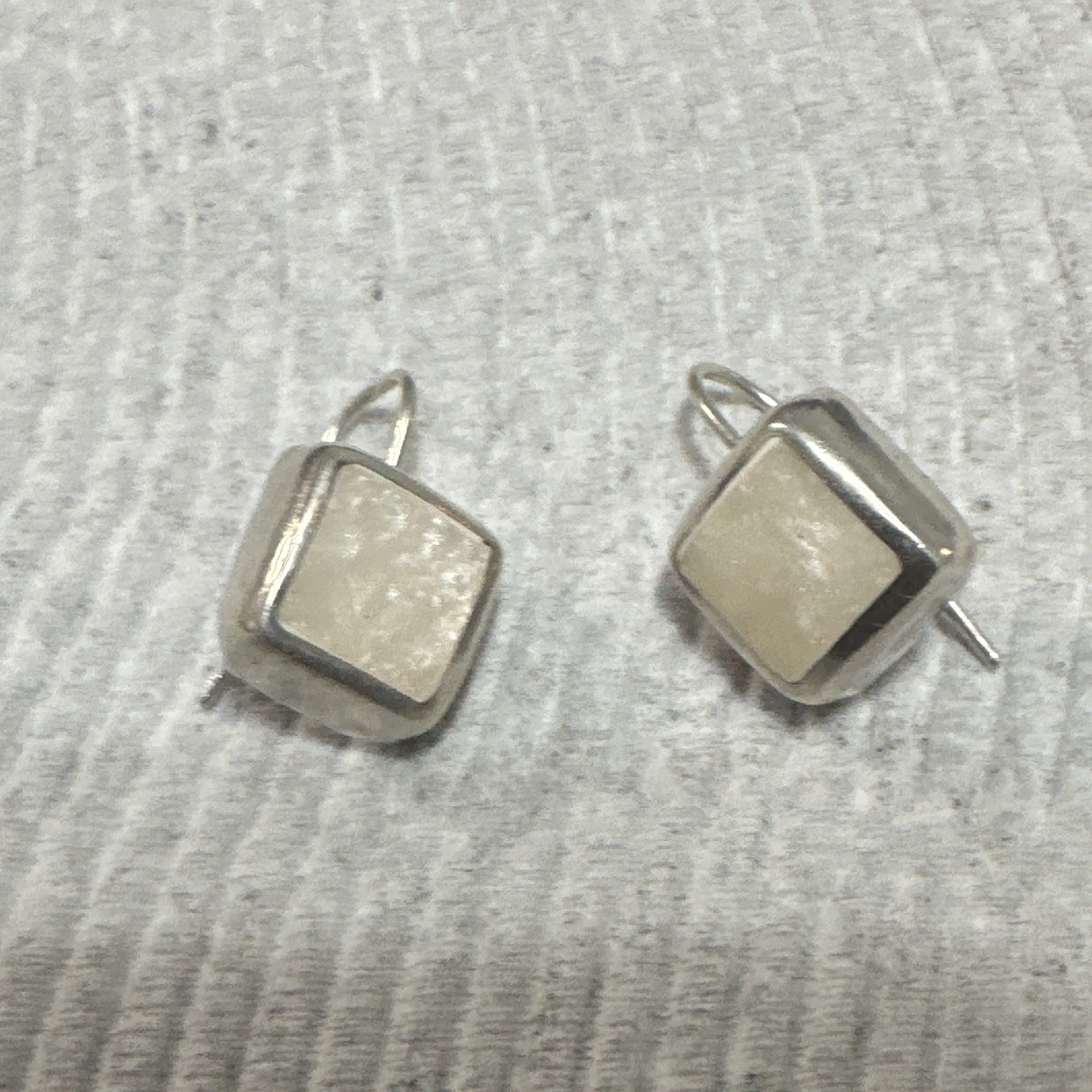 old 925 Sterling Silver Square Dangle/Drop Hook Earrings, Mexico