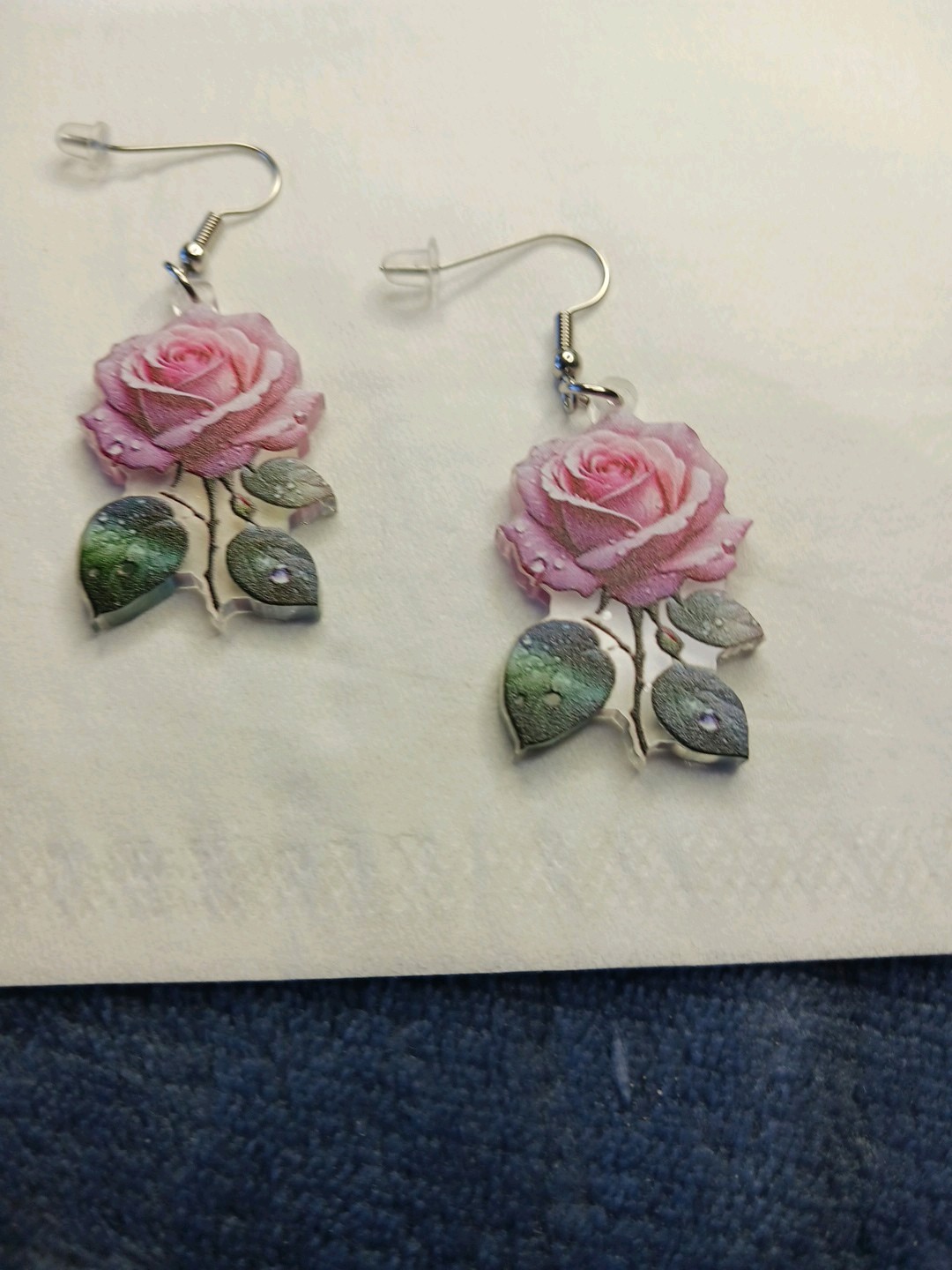 Pretty Rose Earrings. 1″ × 1″. Visible On Both Sides. 14 Pairs Available.