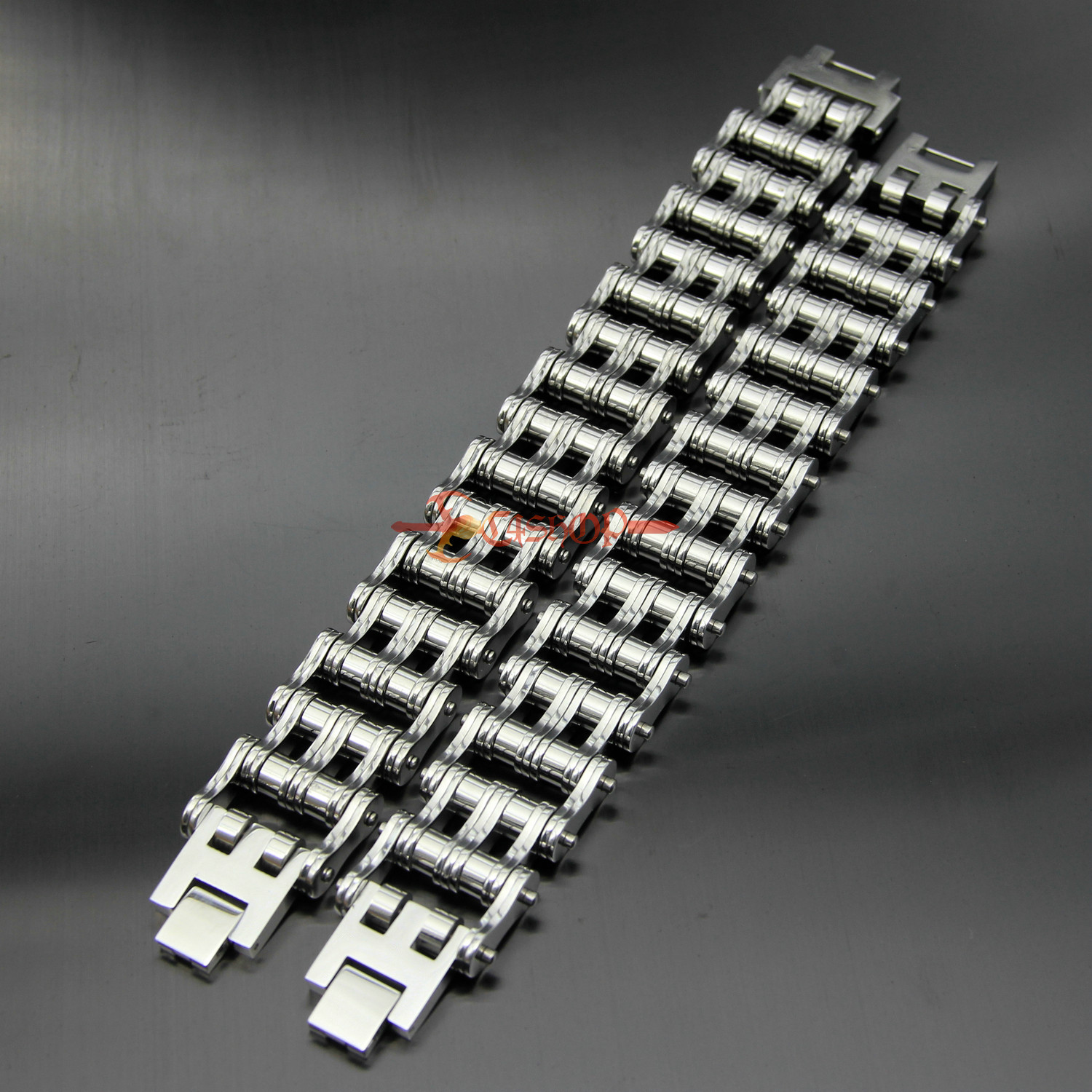 Heavy Mens Stainless Steel Motorcycle Bike Chain Biker Bracelet Silver 27mm Wide
