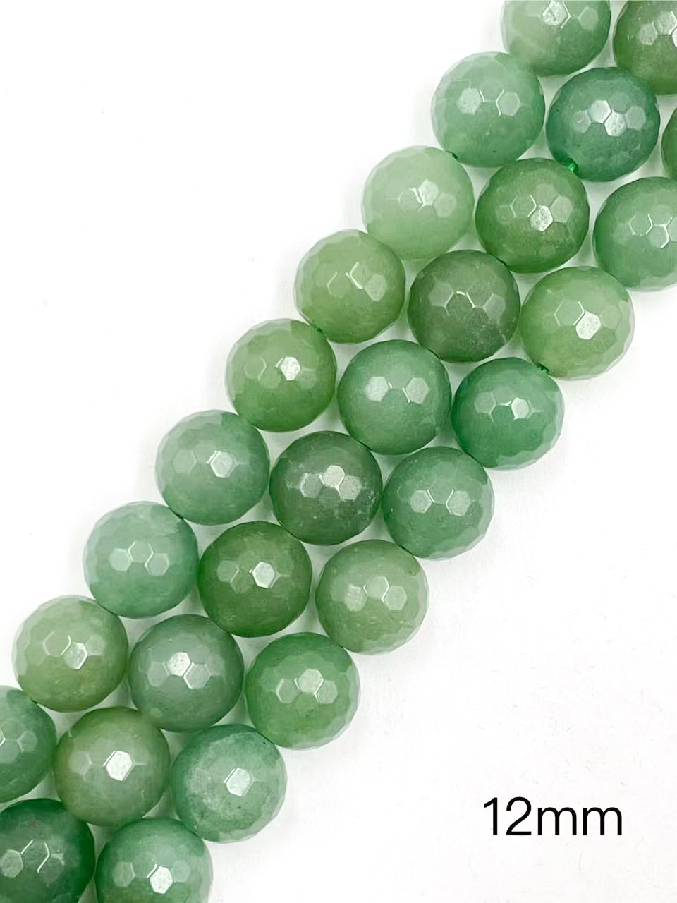 Natural Green Aventurine Faceted Round Beads Size 6mm to 20mm 15.5” Strand