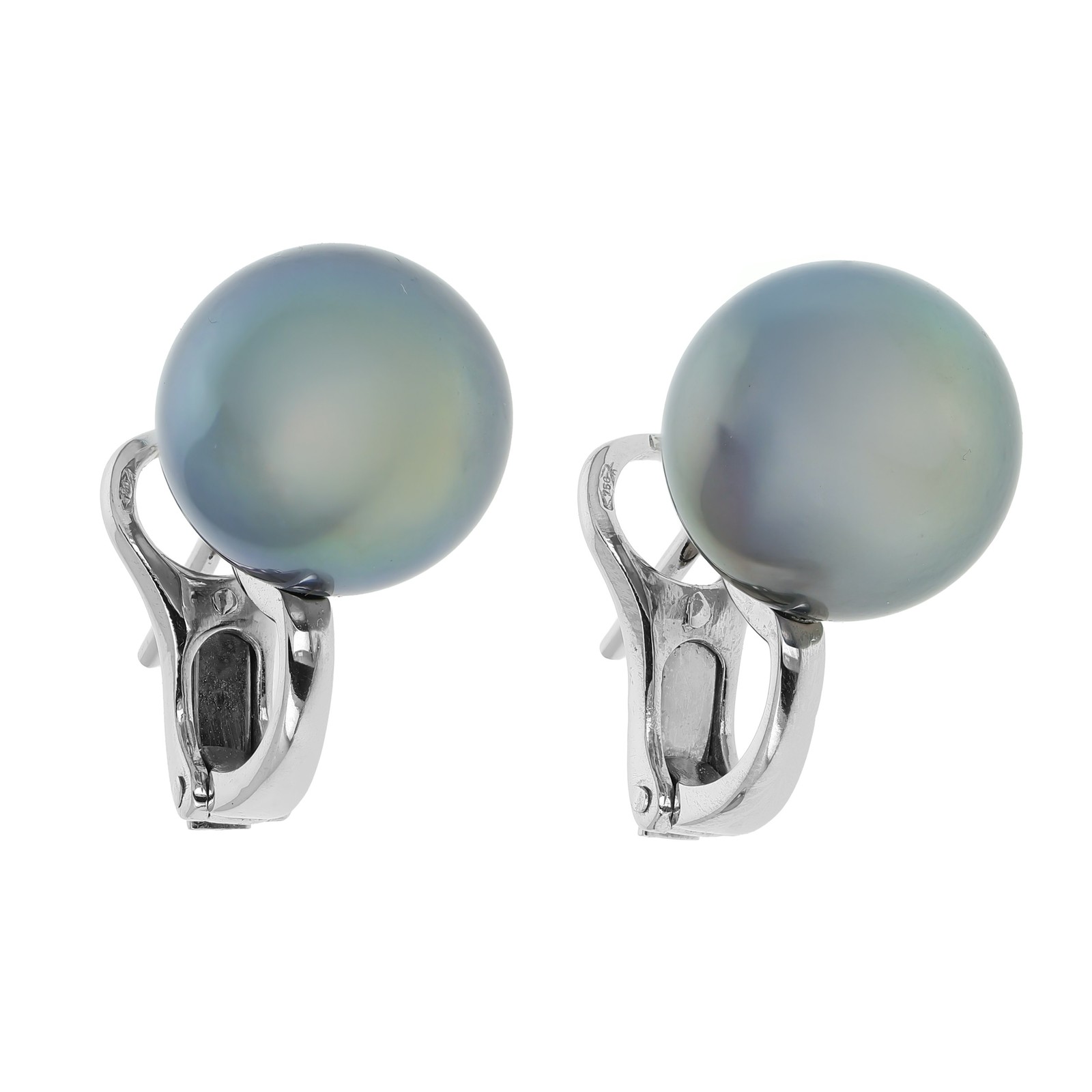 Mikimoto Classic 18k White Gold 11.50mm Black Tahitian Pearl Earrings