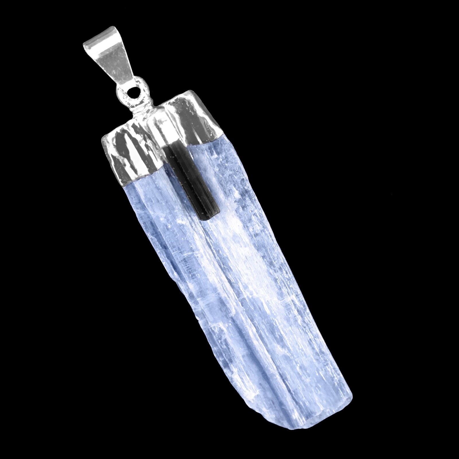 Black Tourmaline KYANITE Crystal Chakra Pendant & 925 Sterling Silver Necklace