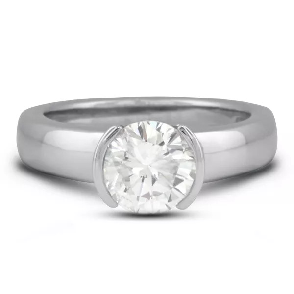 Solitaire Engagement Ring 14K Gold Classic Round 0.57 CT Lab-Grown Diamond E VS1