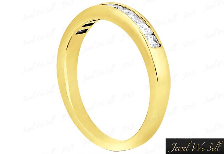 Genuine 0.27ct Diamond Wedding Band Ring 10k Yellow Gold Princess G-H I1 Channel
