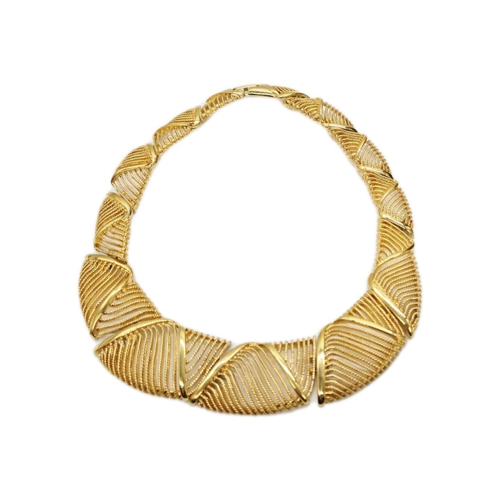Napier Choker Necklace Neo Classic Filigree zig zag Couture Vintage 80’s 16 in