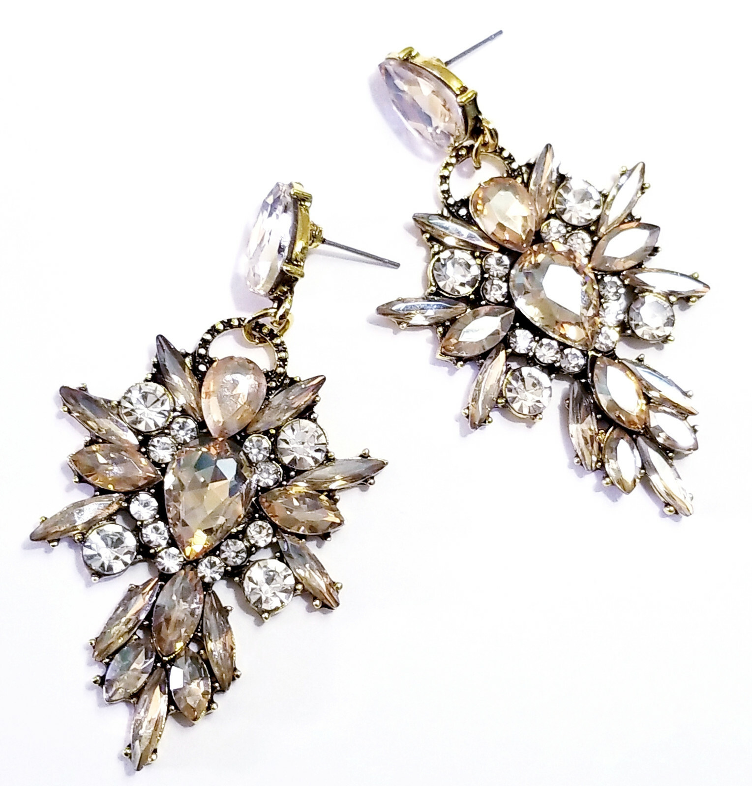 Chandelier Earrings Topaz Rhinestone Crystal 2.8 in