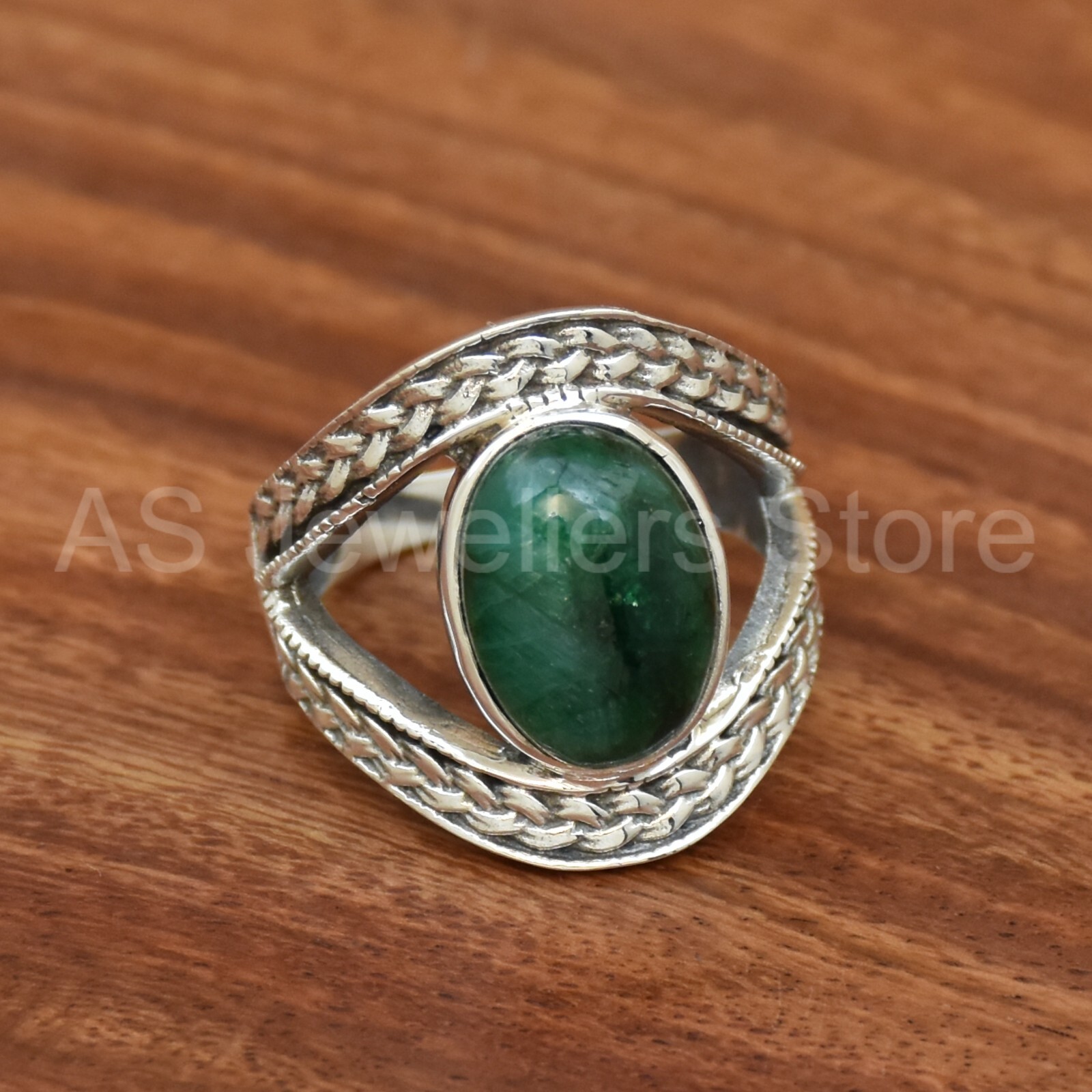 925 Sterling Silver, Indian Emerald Ring, Designer Ring, Handmade Silver Jewelry