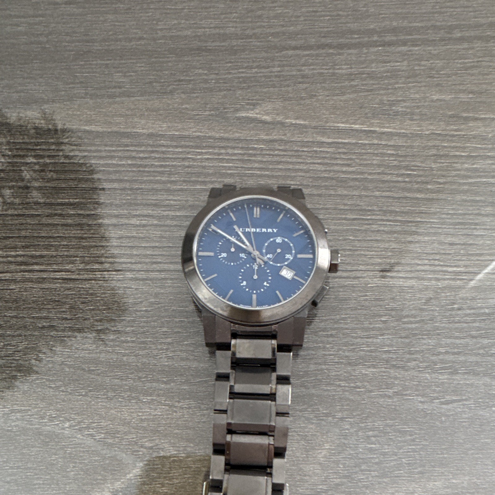 Burberry BU9130 Chronograph Quartz 40mm Blue Dial Black SS Bracelet Date