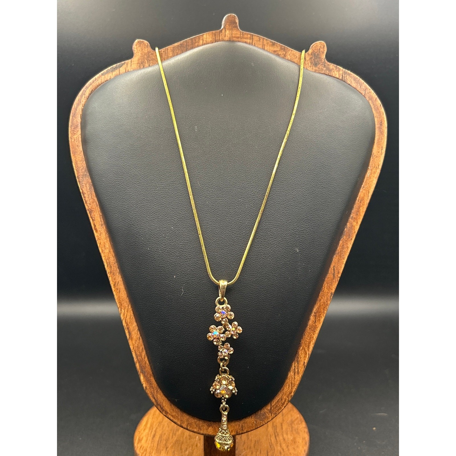 Vintage Clear AB Faceted Crystal Bead Strand Necklace | Aurora Pin