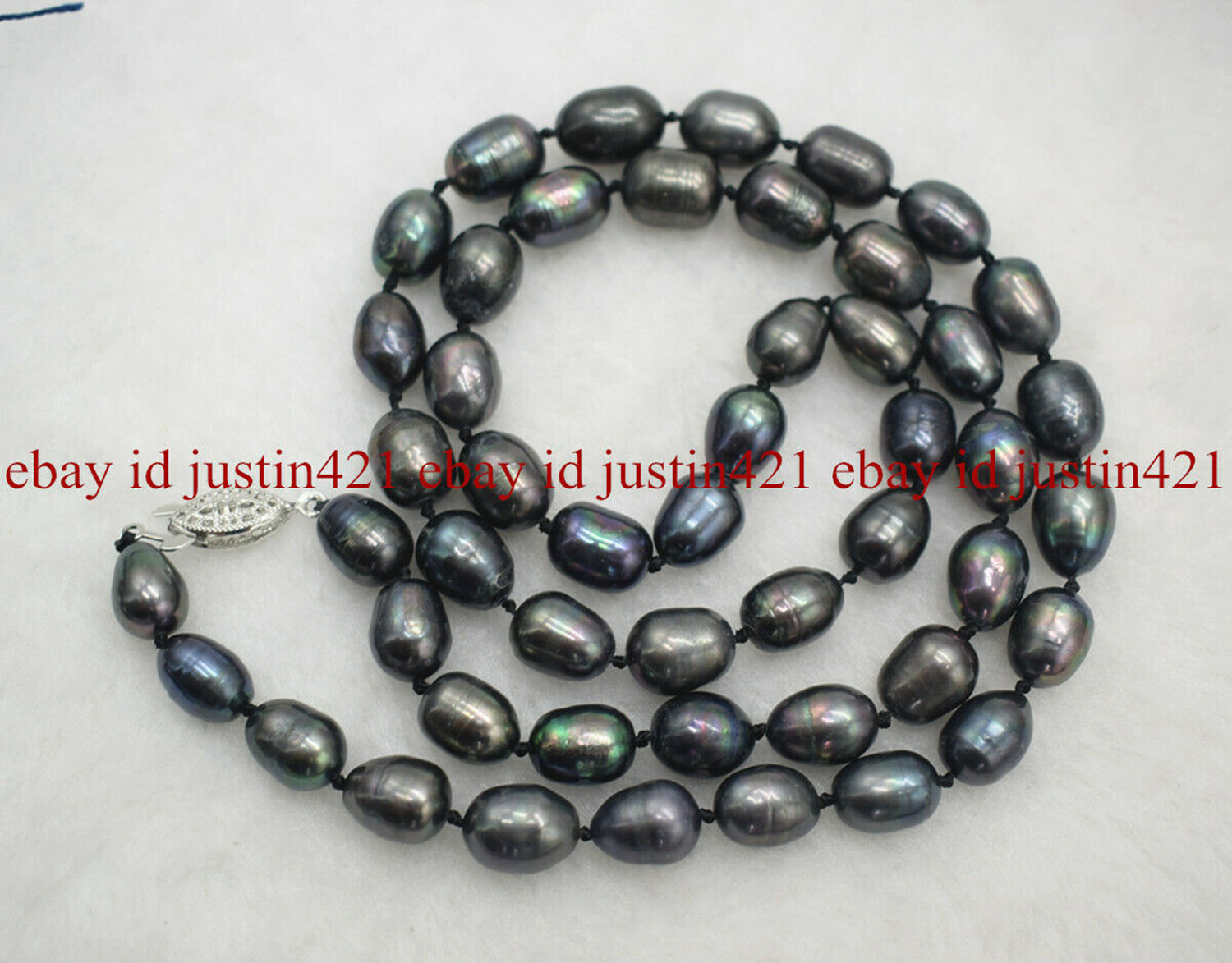 Natural 7-8mm Black Baroque Cultured Pearl Necklace Long 36 inch