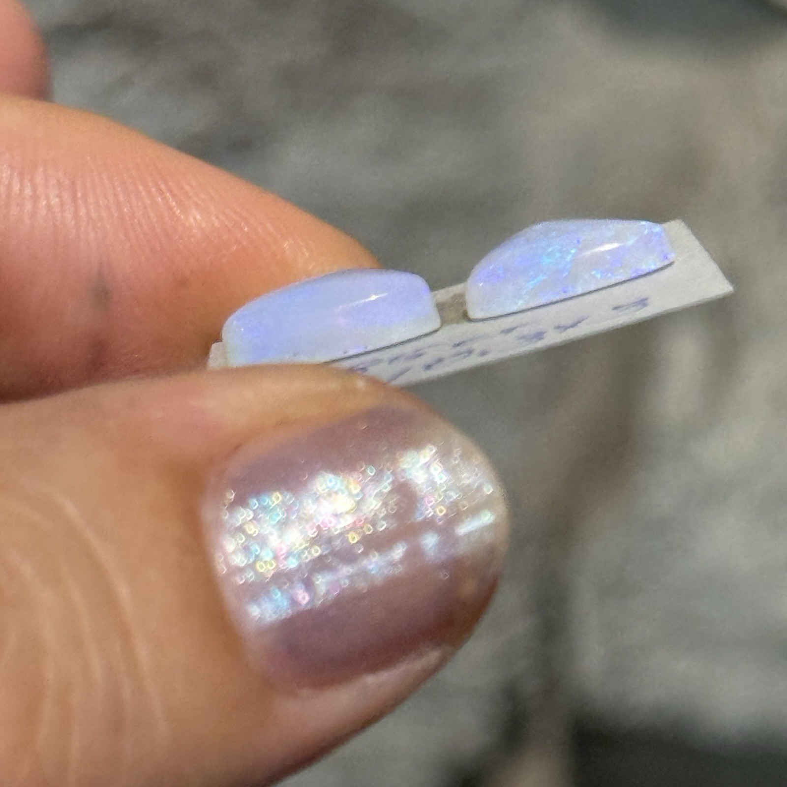 4.85ct 12×10.3×3.6mm Pair Clear Crystal Pipe Australian Opal Cabochon Gems