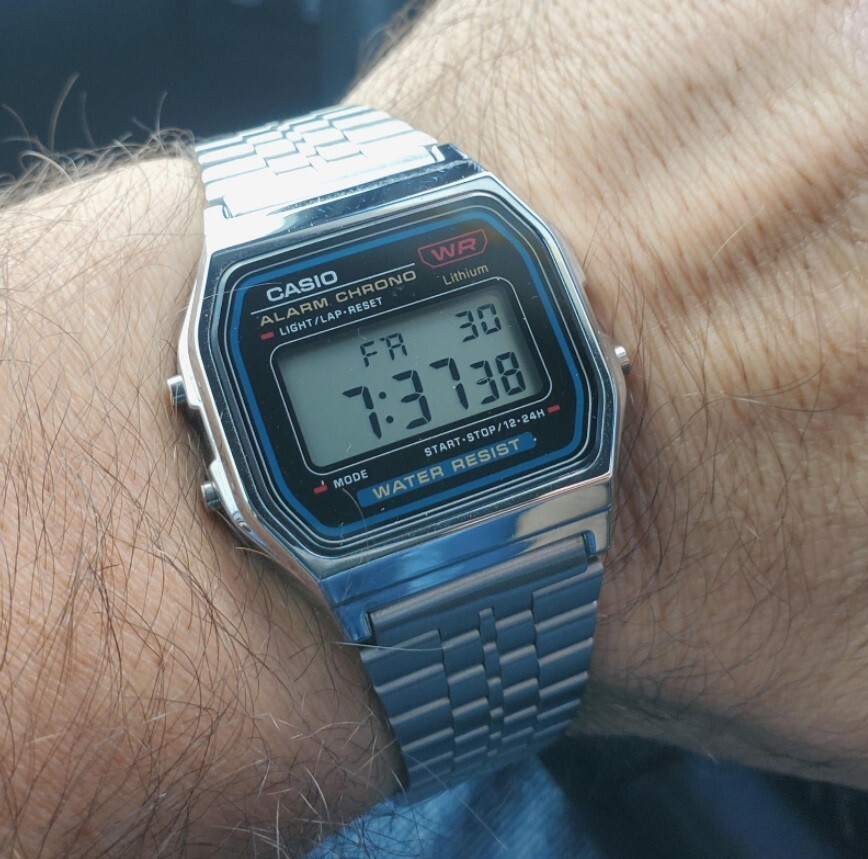Casio A159W-N1 Classic Design Digital Stainless Steel Quartz Square Unisex Watch