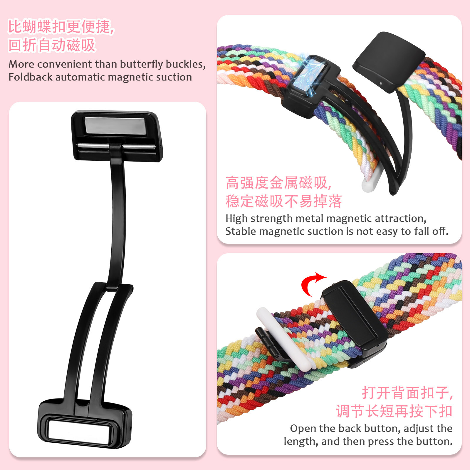 Weave Nylon Strap for Huawei Watch Fit 3 Wristband Magnetic Fold Buckle Bracelet