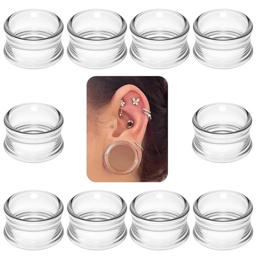 6G-30MM Hollow Acyrylic Gauges for Ear Saddle Plugs Gauges Clear:00G = 10mm.