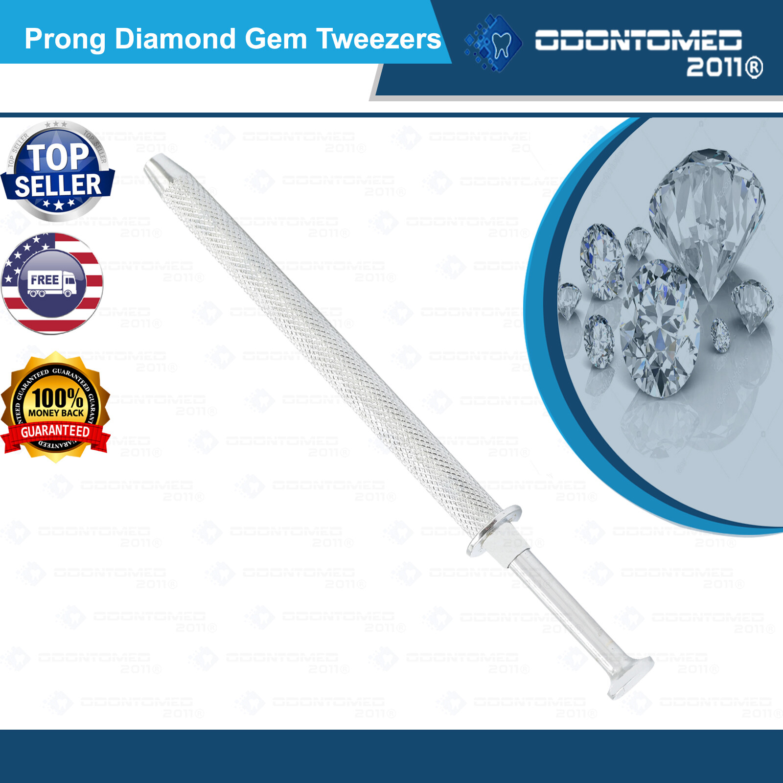 ODM Set Of 3 Pcs Diamond Gem stone 4 Pronged Holder Tweezer Pick up Gem & Beads