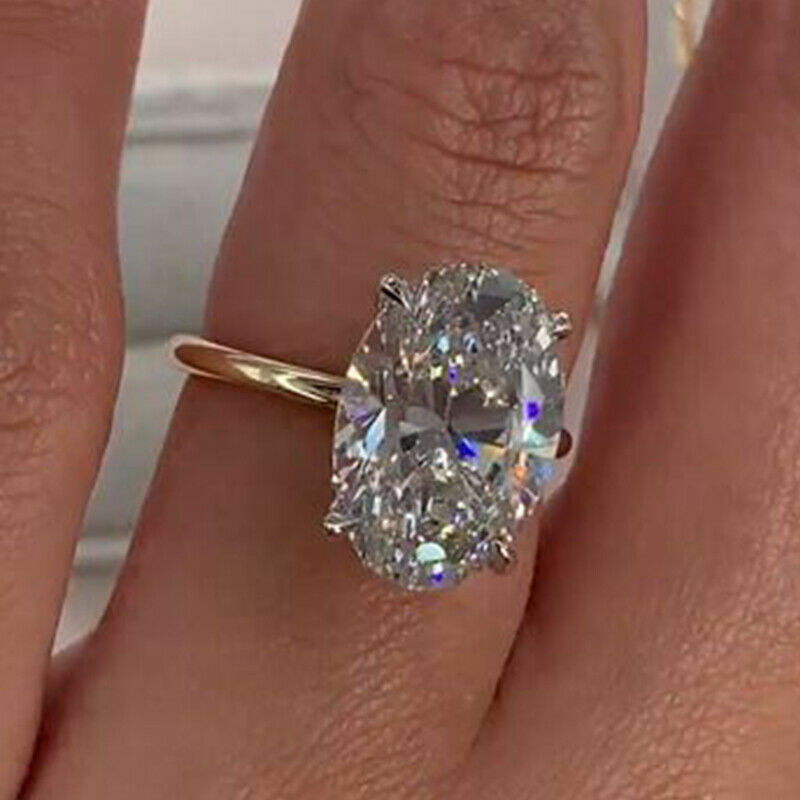 2.70Ct Oval Simulated Moissanite Solitaire Wedding Ring 14K Yellow Gold Plated