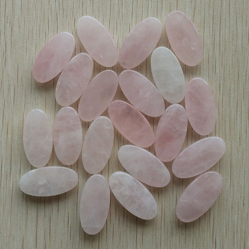 Natural Rose Quartz Stone Oval Cab Cabochon Beads No Holes 15x30mm 20pcs/lot