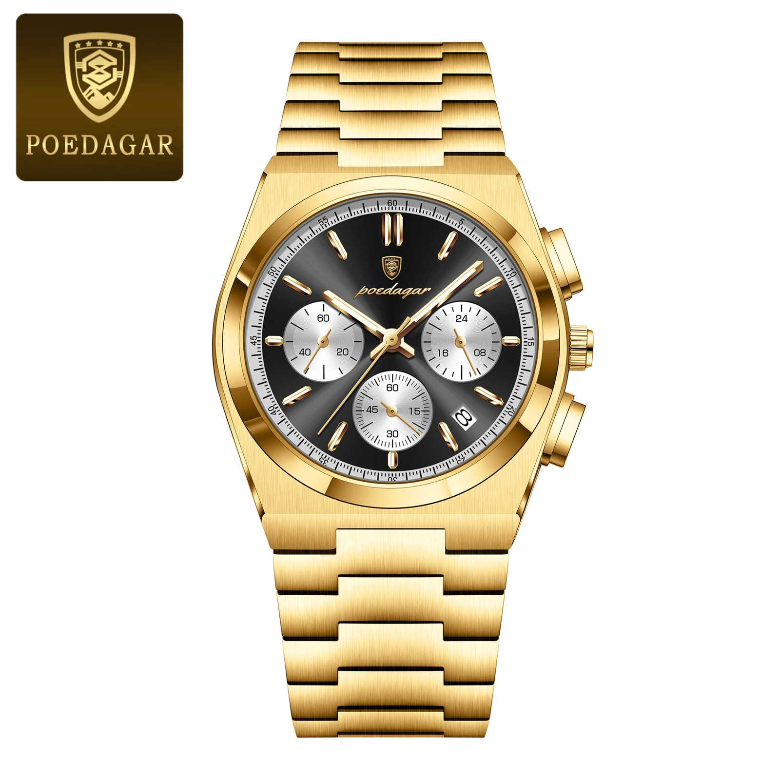 Luxury Man Quartz Chronograph Watch Waterproof Luminous Date 3Bar