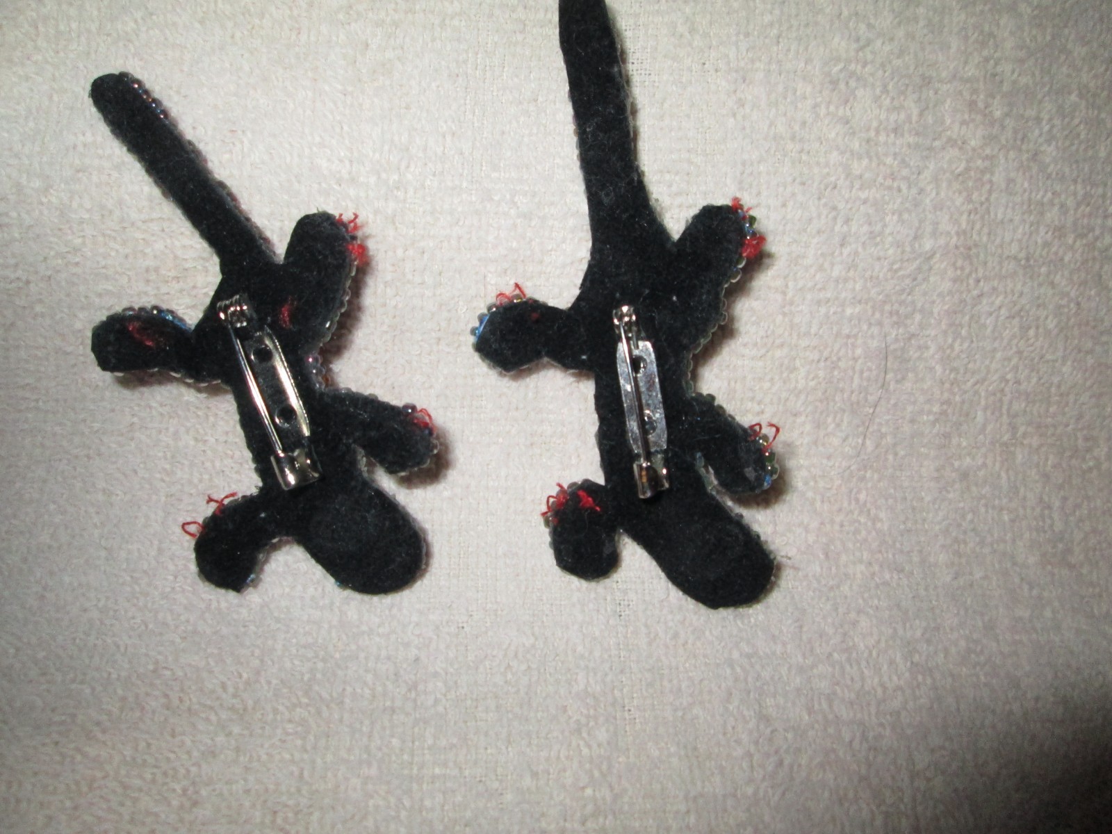 Geckos Beaded Pins Lot of 2 Turquoise & Coral Beads 3 1/2Inches