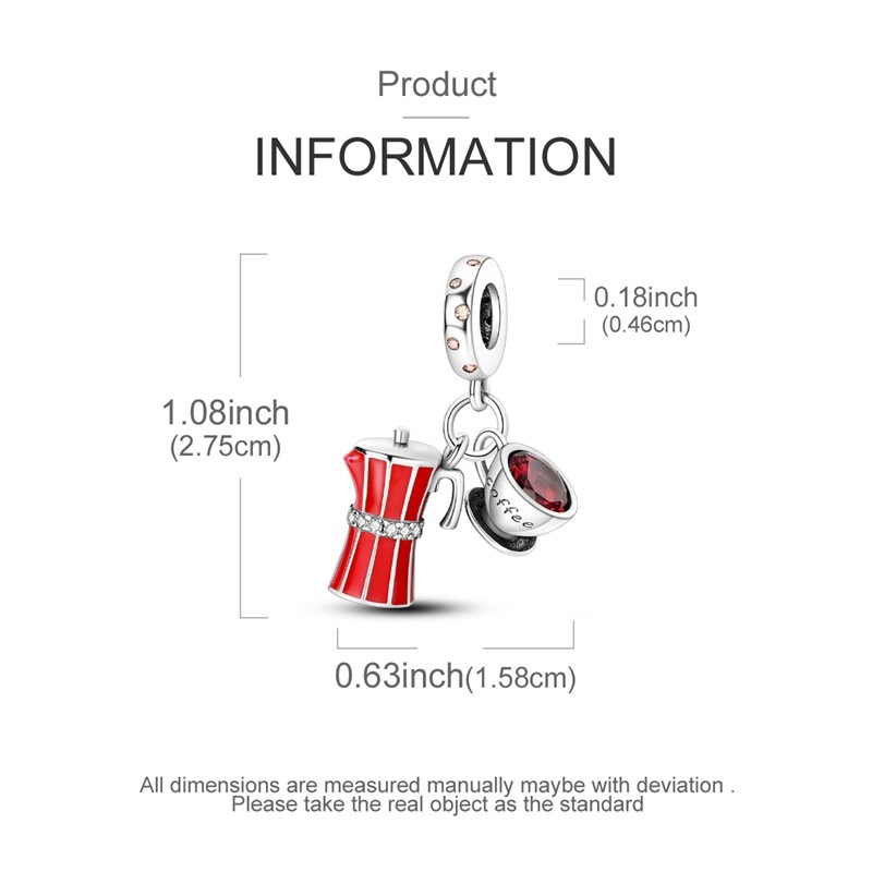 MULA European 925 Silver DIY Charm AAA CZ Enamel Coffee Cup For Women Bracelet