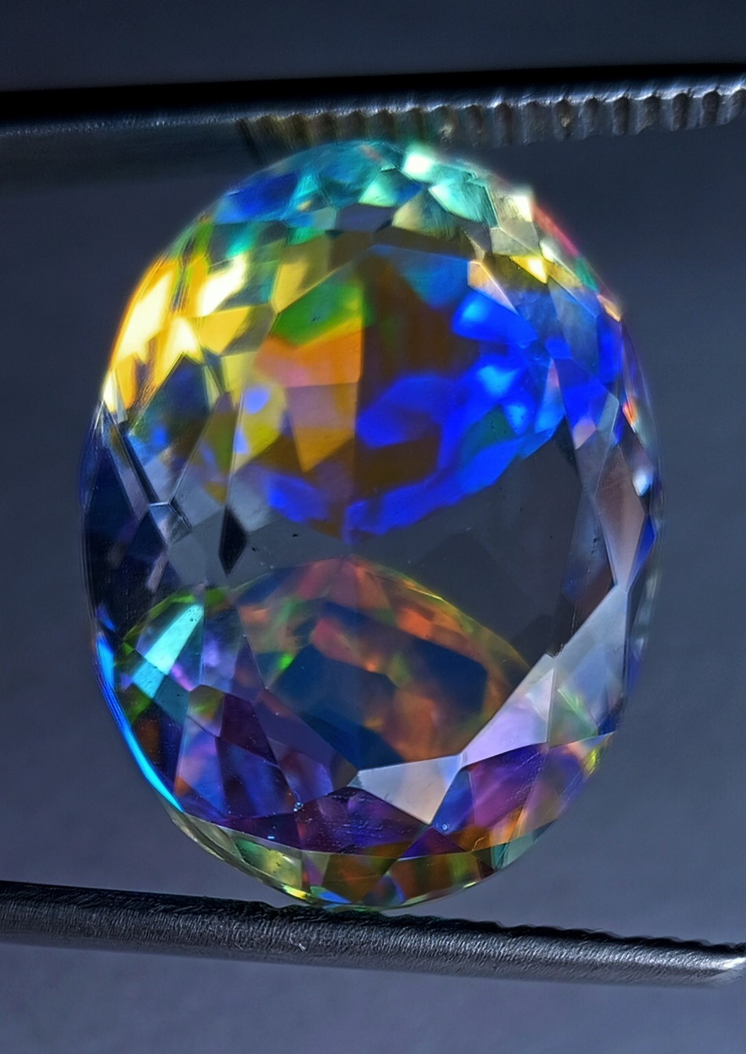 Flawless 23 Ct+ Loose Gemstone Natural Rainbow Mystic Topaz EGL Certified Oval