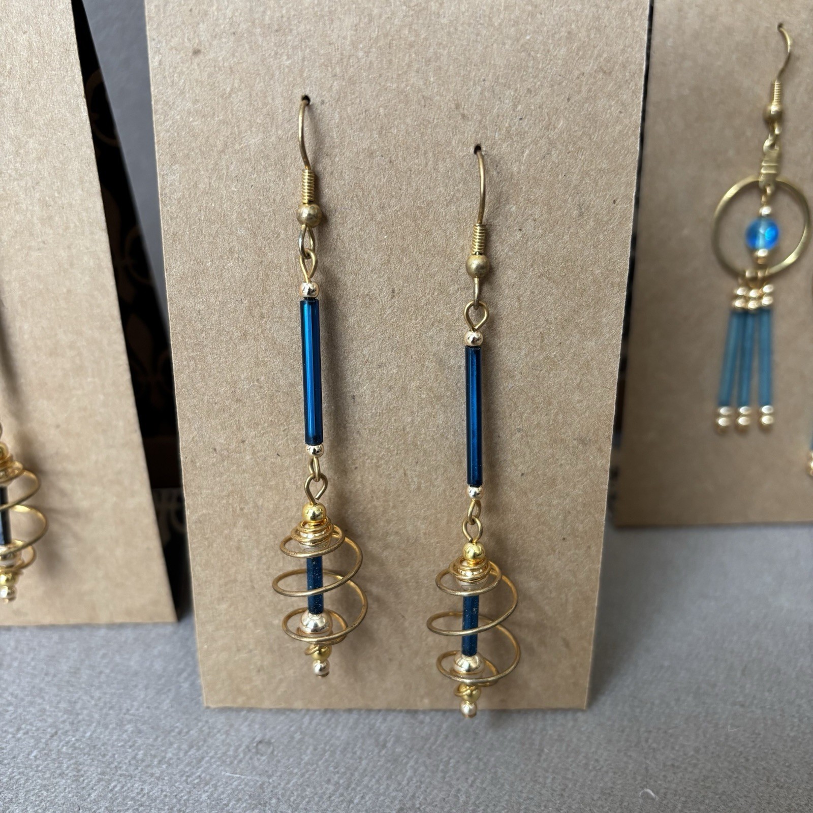 4 pair of Handmade Earrings Made With Glass Beads And Gold Plated Findings