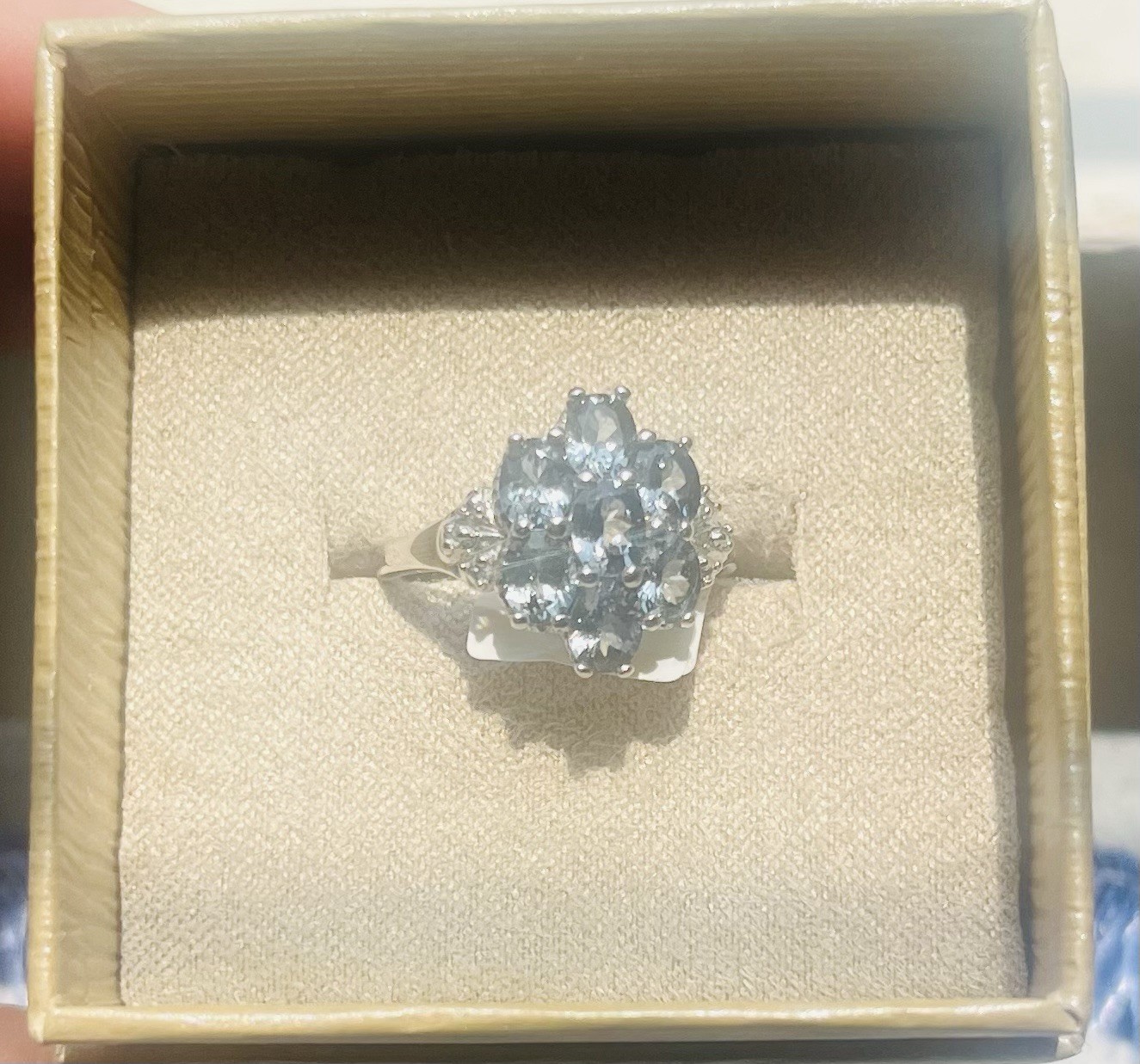 JTV Ring2.18ctw Platinum Color Spinel & White Zircon Sterling Silver Size 8 NWT