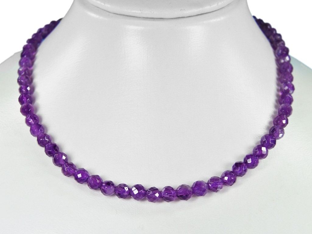 Healing Stone Gemstone Necklace Amethyst Faceted Ø6mm Magnetic Clasp