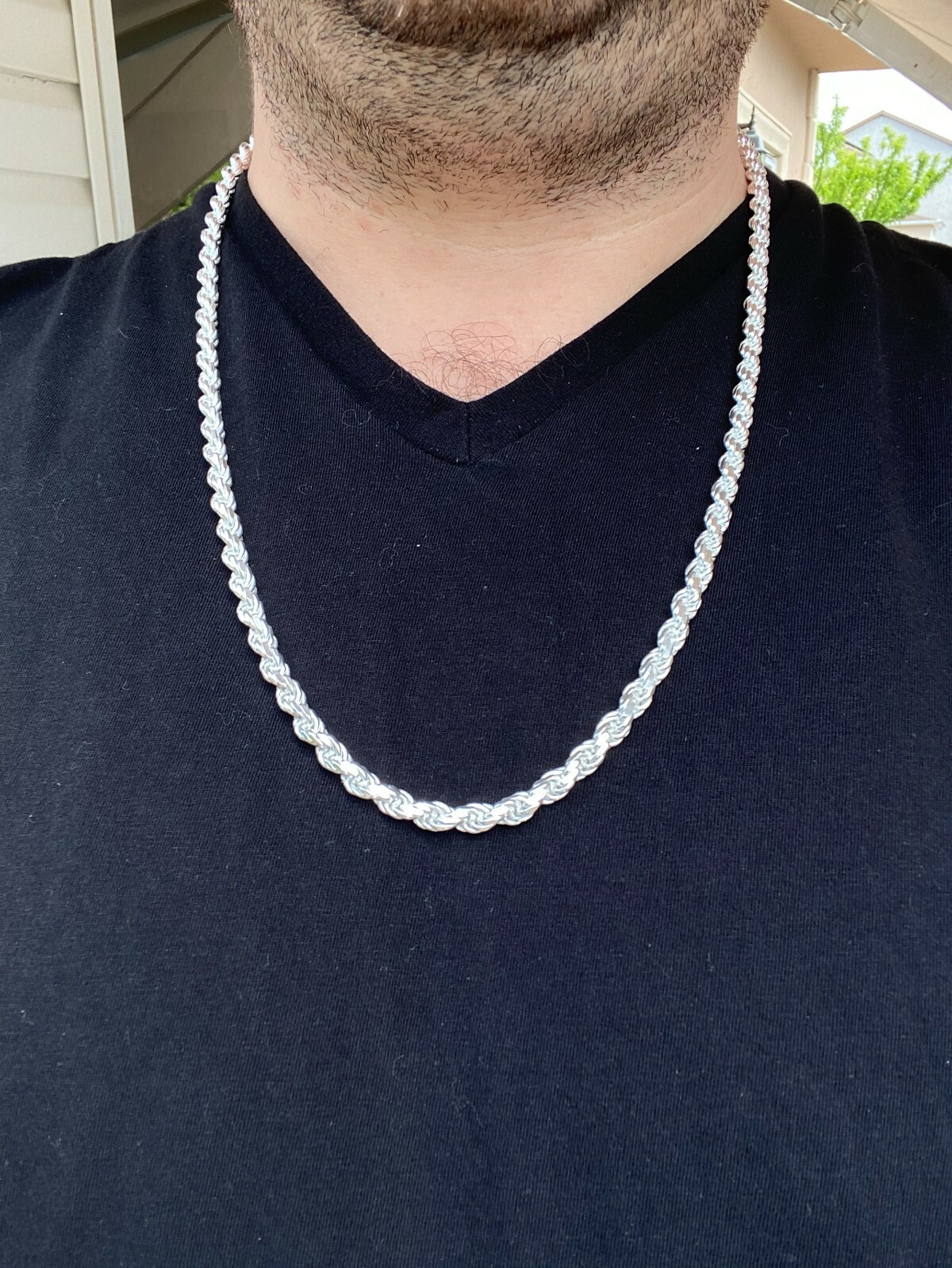 Men’s Rope Chain Real Solid 925 Sterling Silver Necklace 6mm 18″-30″ ITALY MADE