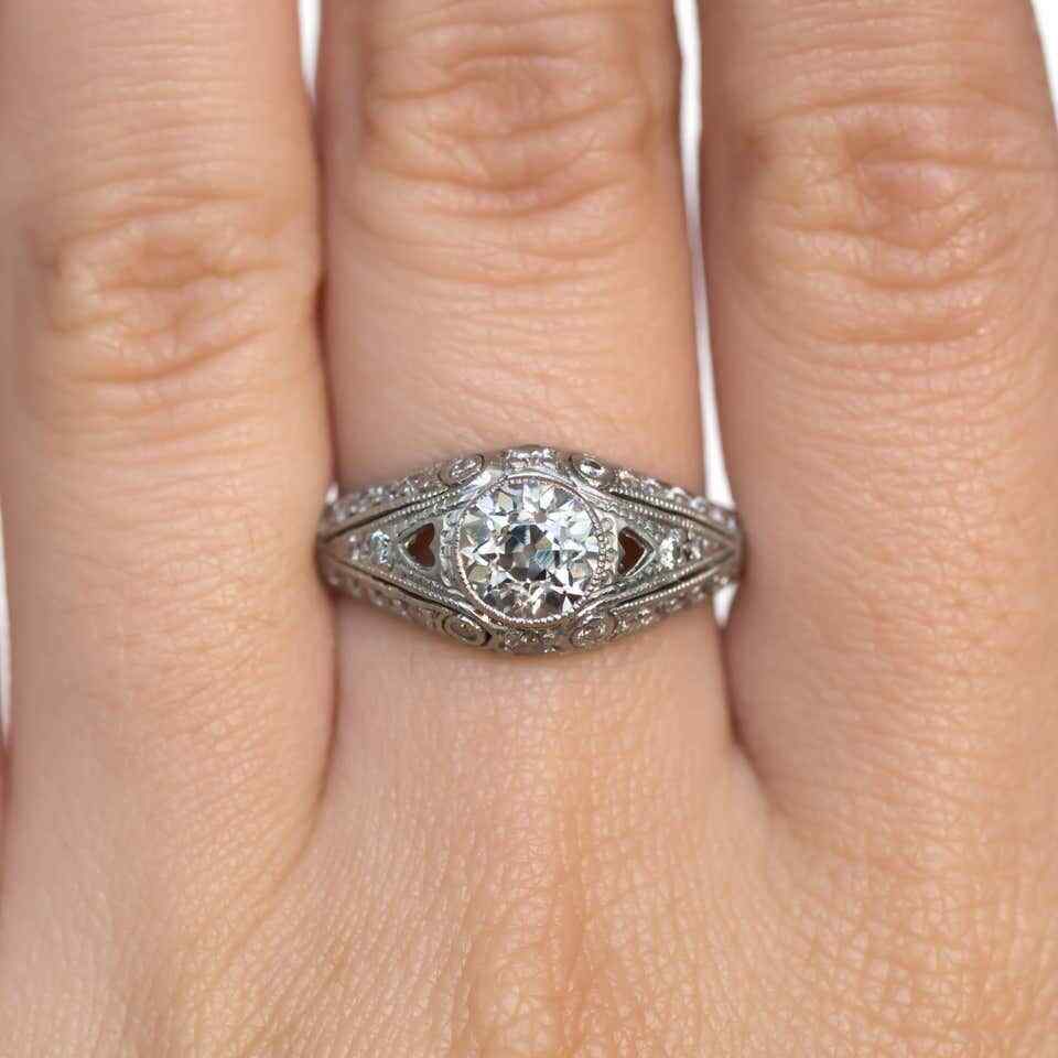 Classic Bright White Round Cut 1.48CT Old Cubic Zirconia Victorian Antique Ring