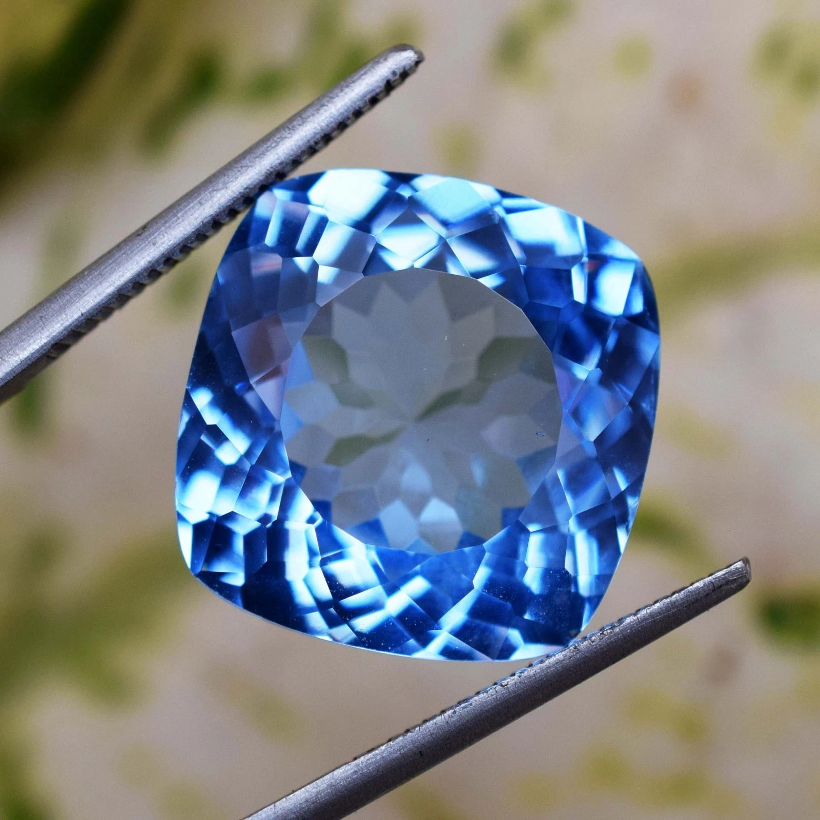18.80 CT Natural Sky Blue Aquamarine Cushion Cut Certified Gemstone From Brazil