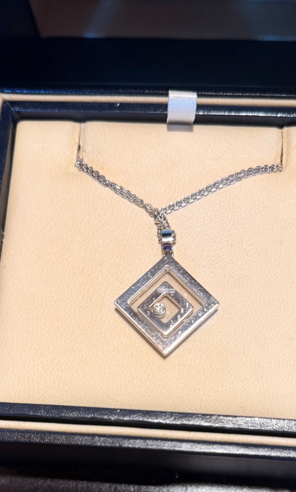 Chopard Happy Spirit Diamond 18k White Gold Triple Square Maze Pendant