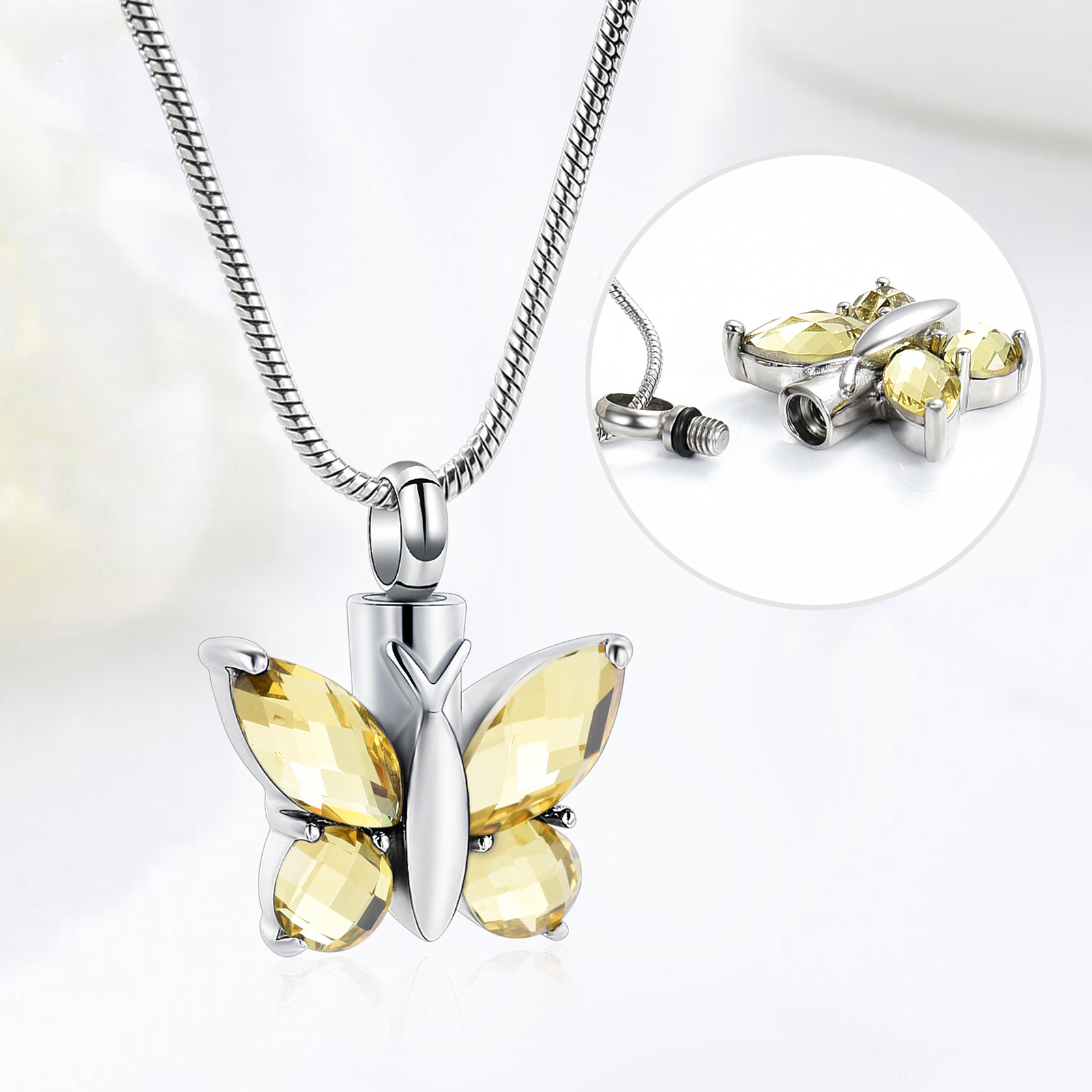 Butterfly Cremation Necklace for Ashes-Urn Neckalce for Women Cremation Jewelry