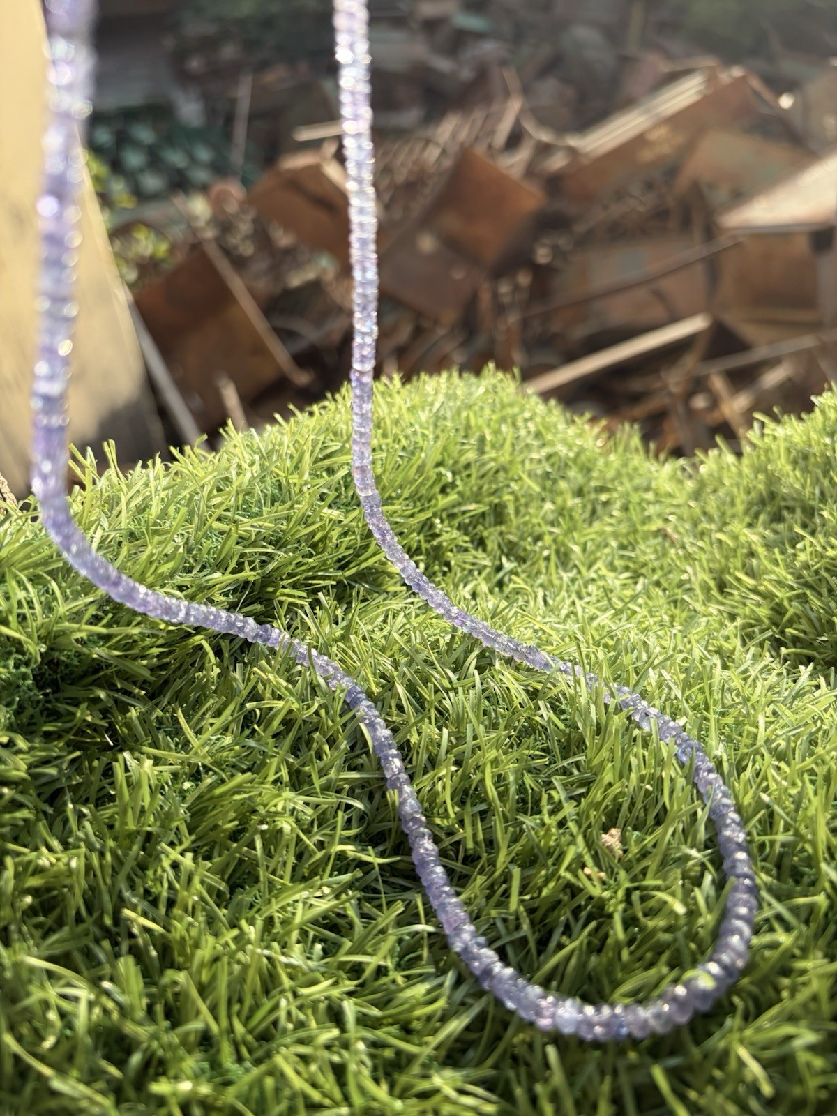 Tanzanite Necklace 20” 4-5mm Faceted Round Beads with Sterling Silver Clasp
