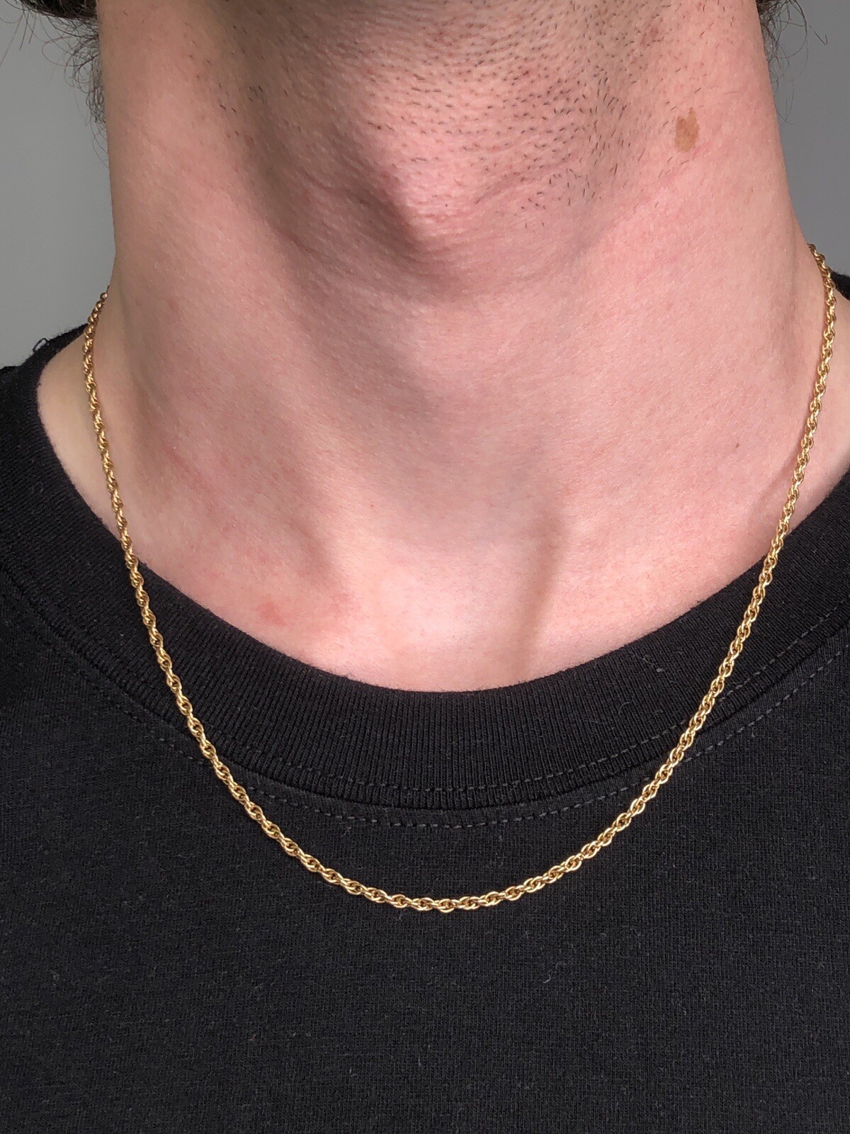 Real Genuine Solid 1/20 14K Yellow Gold Rope Chain Necklace 24 Inch Men Women