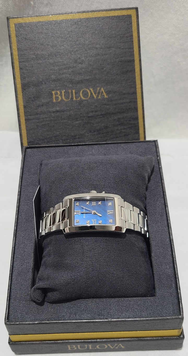 Bulova Classic 96P262 Diamond Blue Dial Silver Stainless Steel Women’s Watch