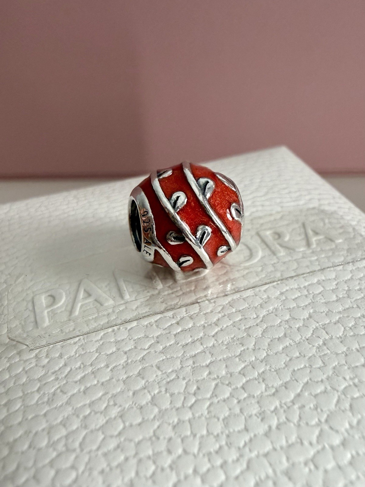 PANDORA STERLING SILVER RED VINES ENAMEL CHARM #790525EN17 AUTHENTIC RETIRED