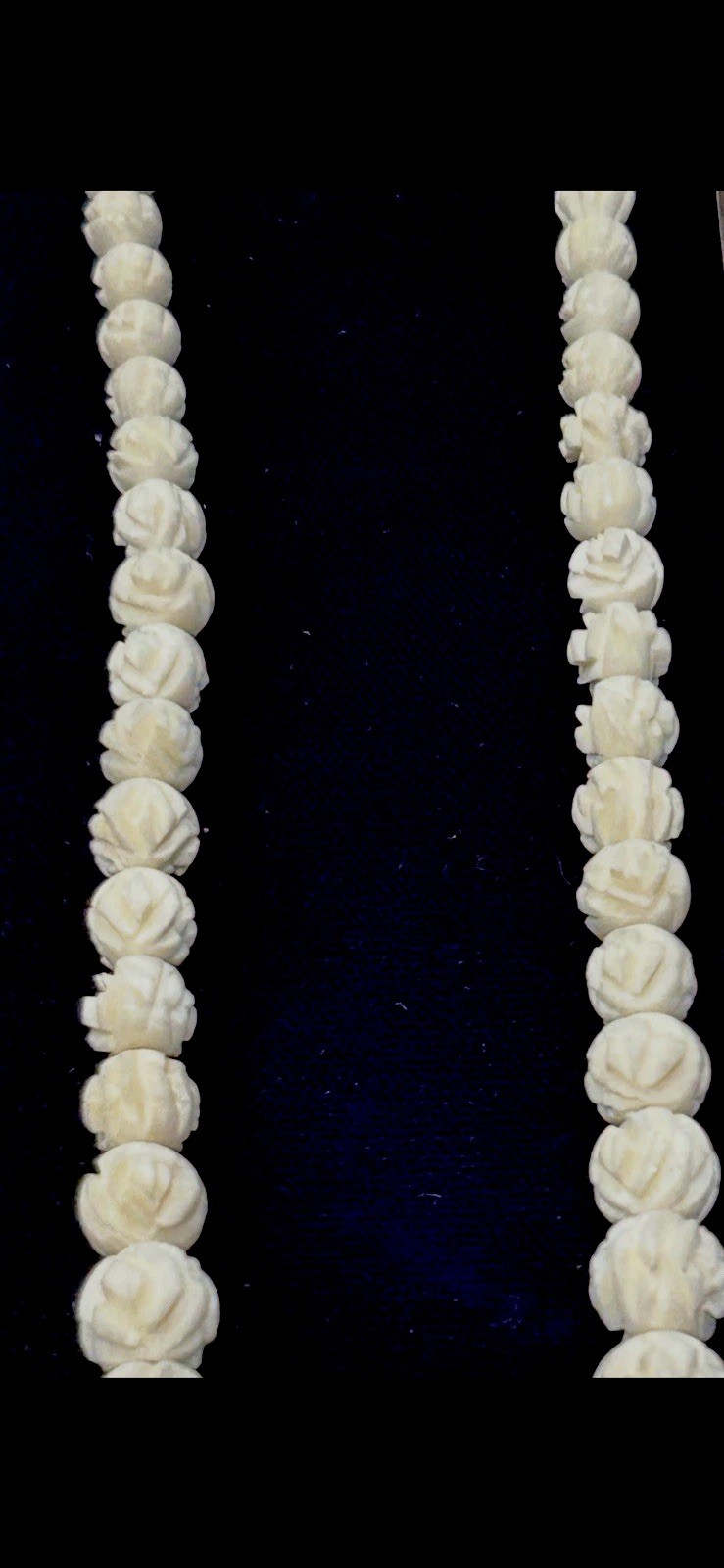 Vtg x3 Carved Asian Celluloid & Bovine Bone Set: Necklace, Brooch & Earrings EUC