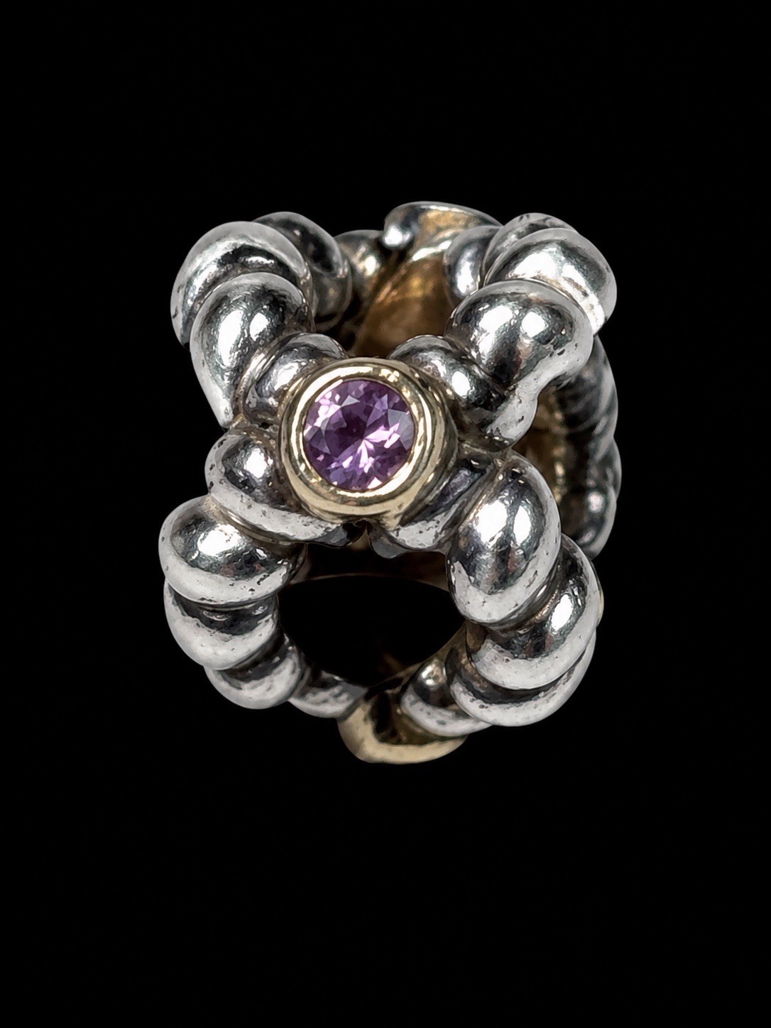 Pandora Binding Beauty 790410PSA Pink Sapphire 14K Gold 925 ALE Retired Charm